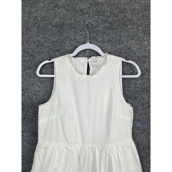 J. Crew Factory White Sun Dress Women's Size 4 Sleeveless Ruffle Colar Cotton - Picture 2 of 14